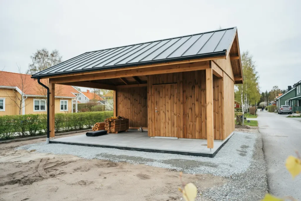 bygga carport med f rr d s planerar du grund m tt och material f r ett h llbart resultat